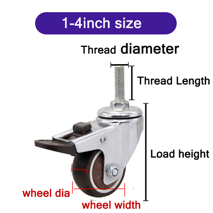 Manufacturer Cheap price Wheelchair caster 1/1.25/1.5/2/ inch TPR swivel industrial caster wheels with brake