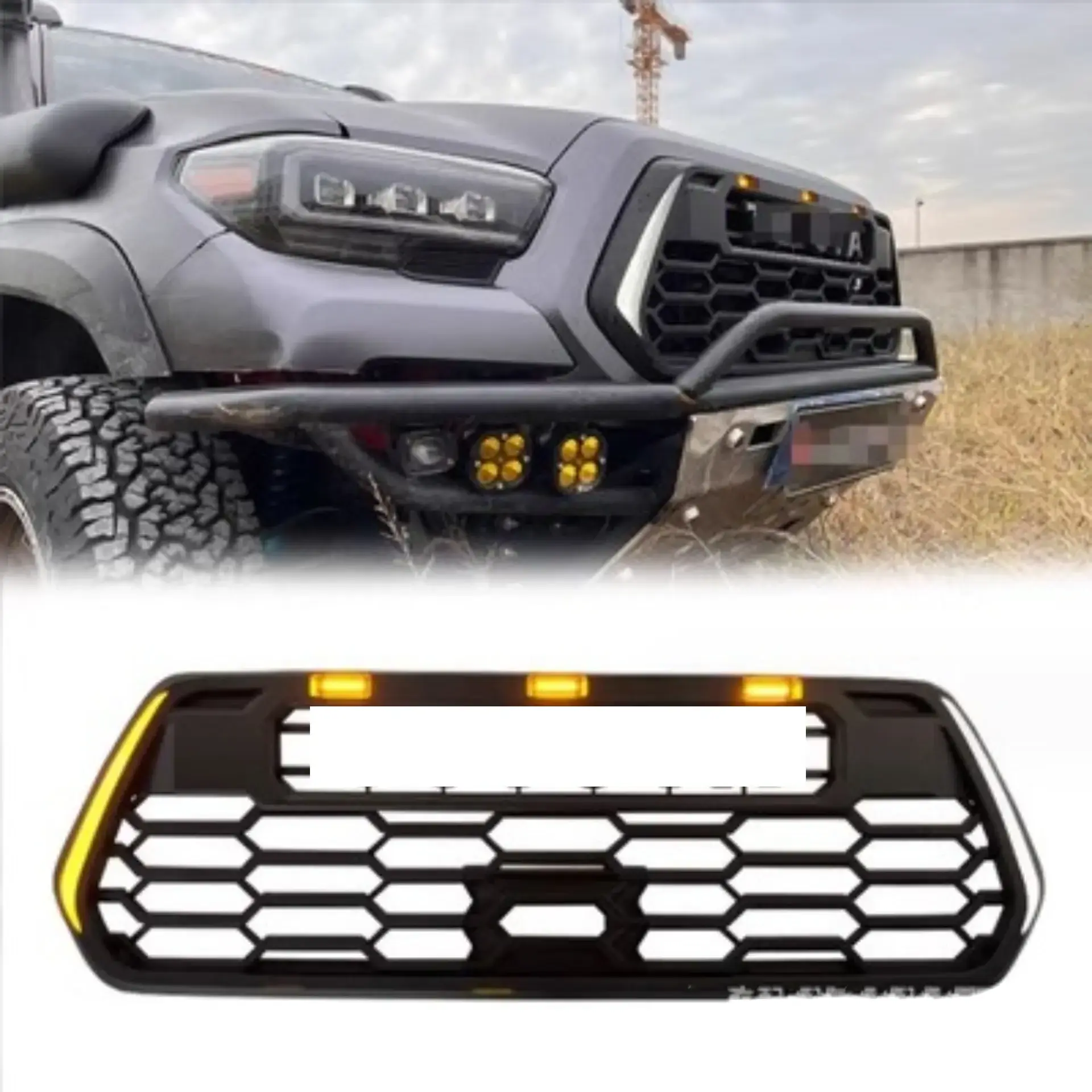 Body Kit Front Grille with Lamp Grill Grid Radiator for Toyota Tacoma 2016-2019 Car Accessories