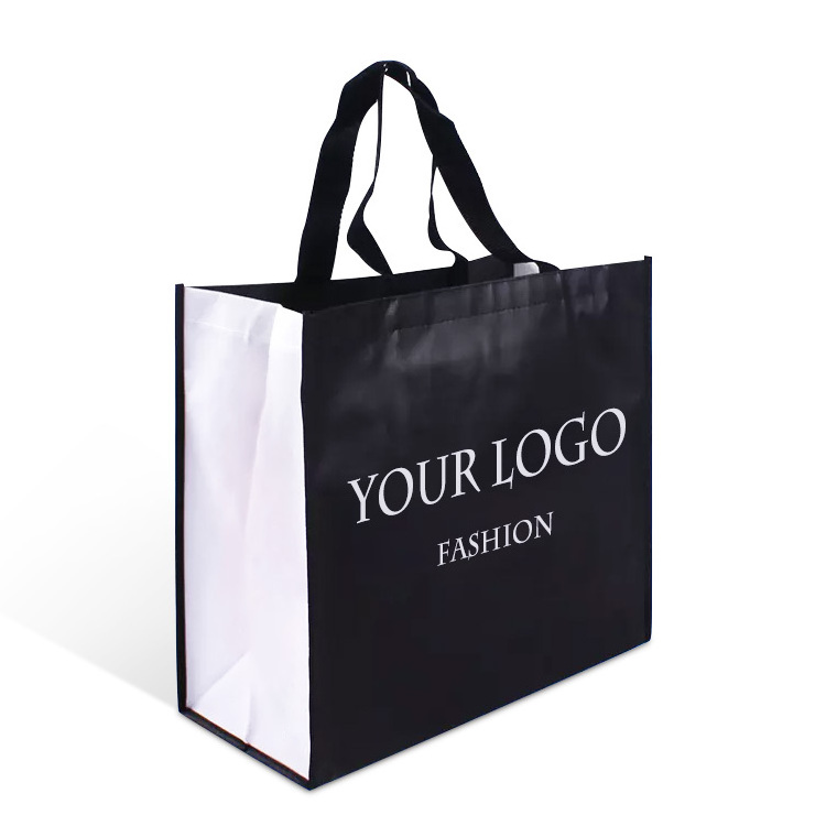 Eco friendly reusable black bolsa pp non woven fabric tote shopping packaging gift bag