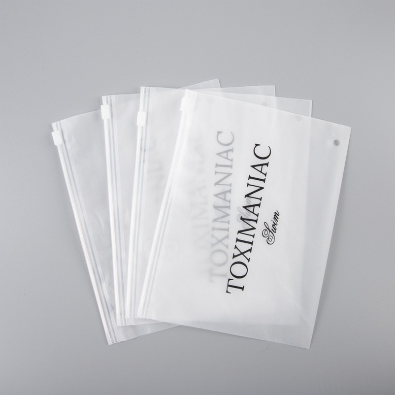 Custom Print Logo Plastic Ziplock Pouch Bag Biodegradable Zip Lock Pvc Small Square Frosted Zipper Bag For Clothing Packaging