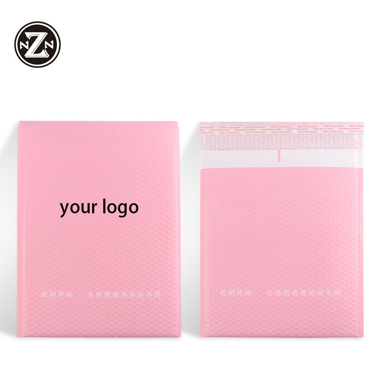 customized personalized logo poly pink mail post bubble envelope padded shipping packing bags for protective