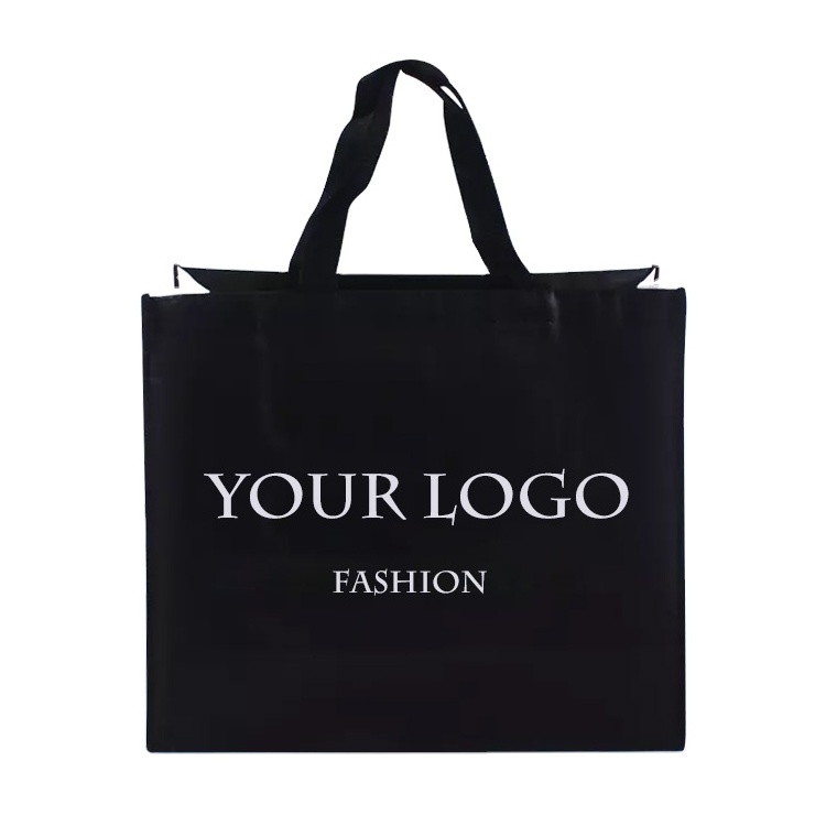 Eco friendly reusable black bolsa pp non woven fabric tote shopping packaging gift bag