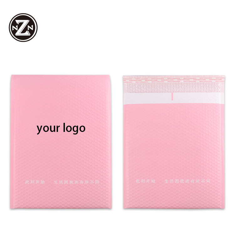 customized personalized logo poly pink mail post bubble envelope padded shipping packing bags for protective