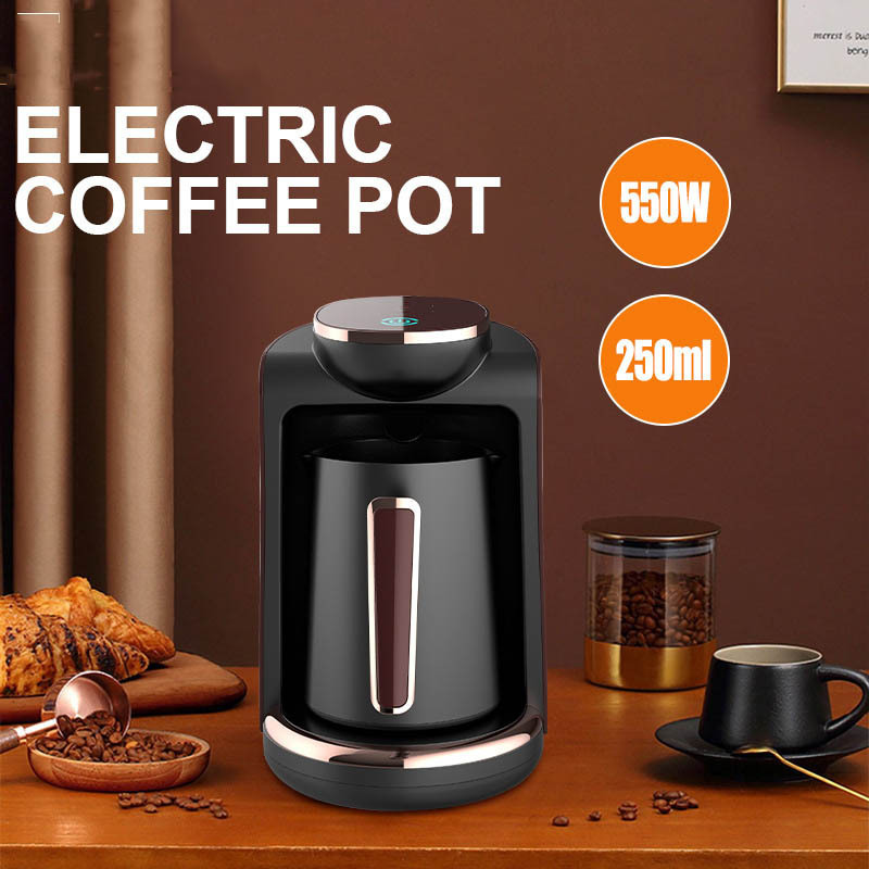 550W 250ML Automatic Turkish Coffee Maker Machine Cordless Electric Coffee Pot Food Grade Moka Coffee Kettle for Gift