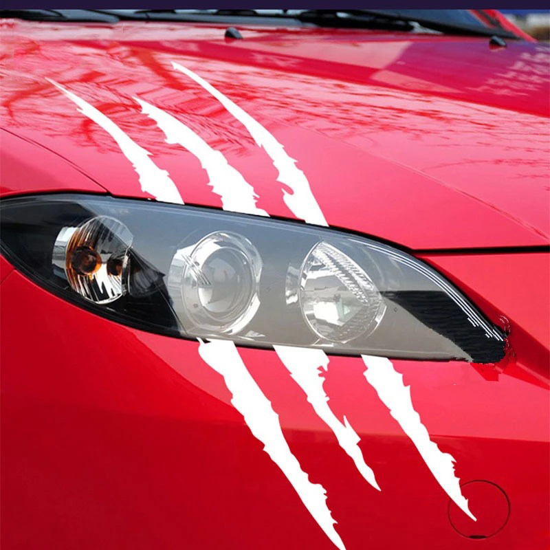 Car Stickers Reflective Monster Claw Marks Scratch Stripe Marks Auto Headlight Decal Dinosaur Scratches Decor Accessories