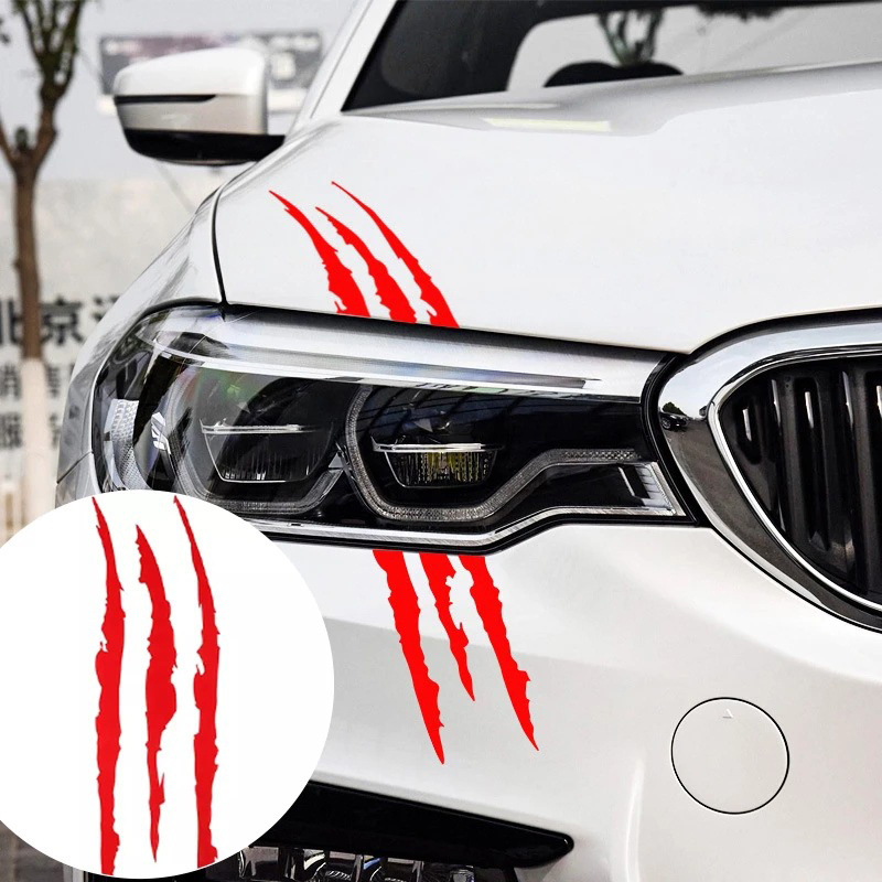 Car Stickers Reflective Monster Claw Marks Scratch Stripe Marks Auto Headlight Decal Dinosaur Scratches Decor Accessories