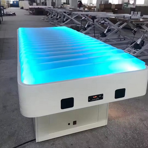 Wood base beauty heated bed water mattress LED light salon Table facial therapy massage bed