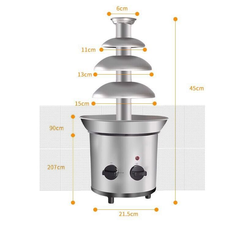 Wholesale price tabletop waterfall 4 tier stainless steel weeding banuqet buffet decoration commercial large chocolate fountain