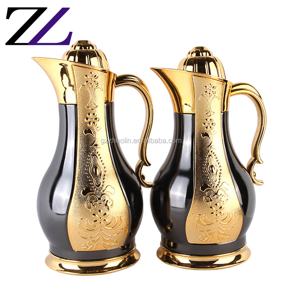 Hot tea water stainless steel travel mug thermal arabic turkish gold white color inner glass coffee vacuum insulated flask