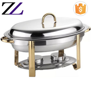 Indian restaurant supplies economy mini cheffing dish portable gold table non electric oval food food warmer chafing dish