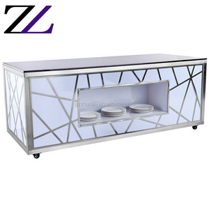 LED hpl cafeteria marble table top wheels induction buffet food warmer chafing dish movable restaurant wedding buffet tables