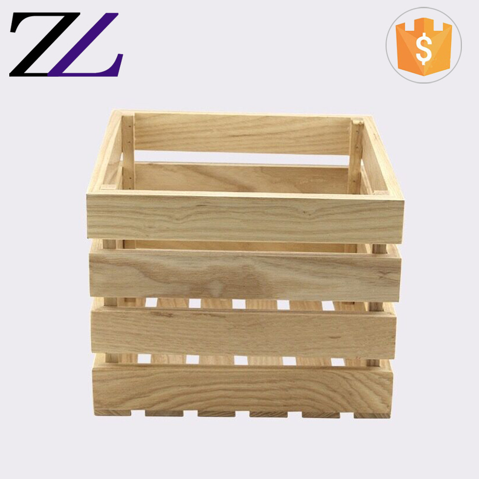 Guangzhou Zhuolin wood food buffet riser rack display cheap rustic wooden wine fruit storage crate for sale