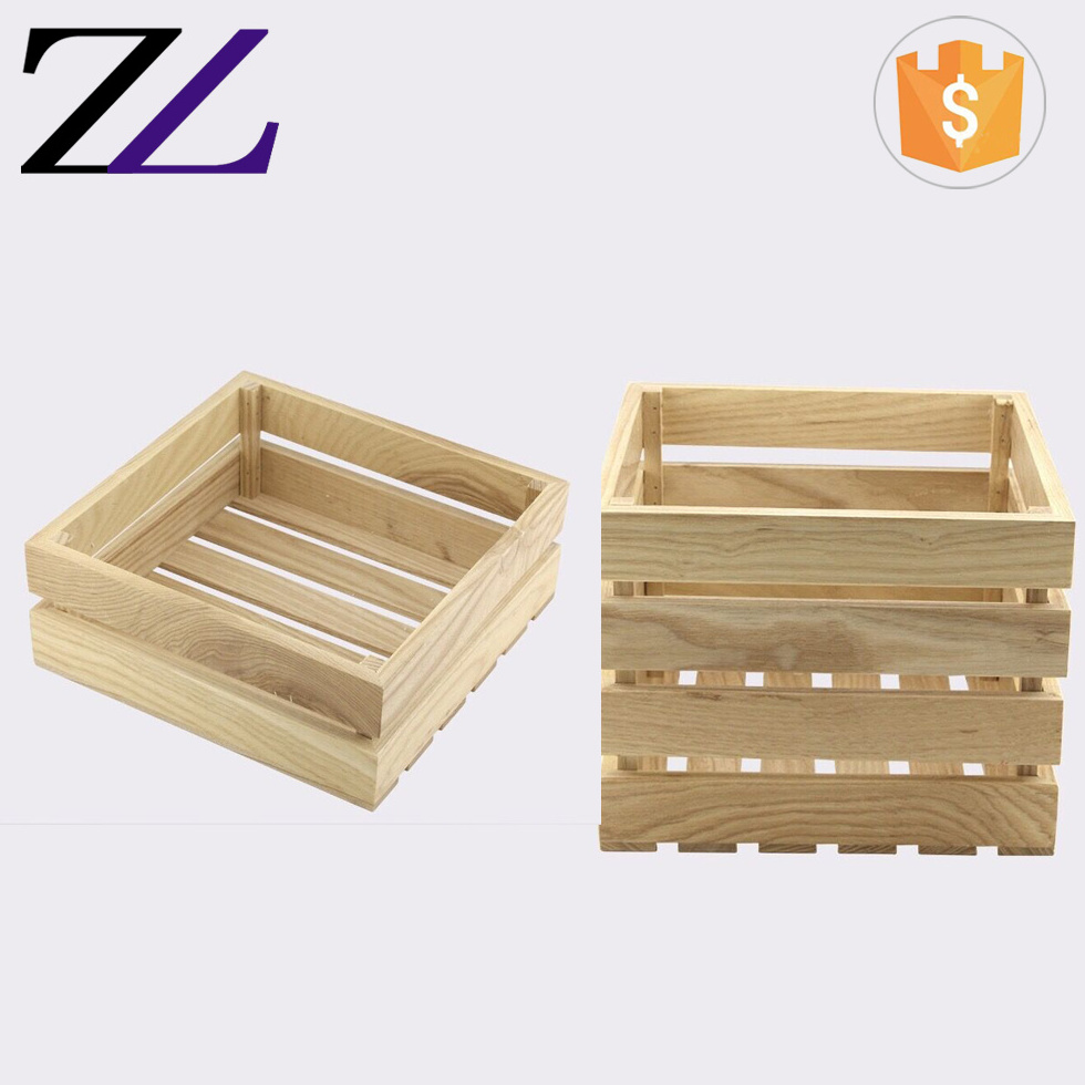 Guangzhou Zhuolin wood food buffet riser rack display cheap rustic wooden wine fruit storage crate for sale