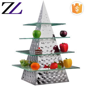 Pyramid tower wedding buffet reposteria catering hammered stainless steel buffet dessert rack shelf stand food display