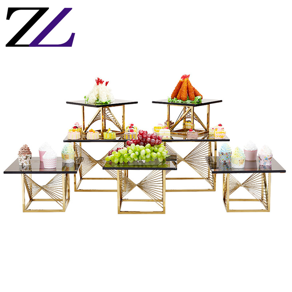 Buffet catering equipment dinner set hanmmered fruit food display bowls scc yubao buffet stands and risers for food catering