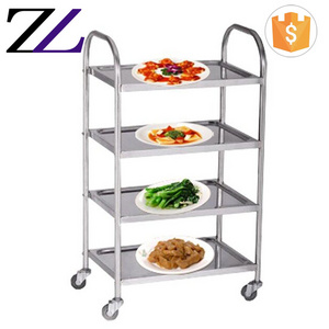 Food and beverage service equipment stainless steel 4 tier restaurant aircraft buffet catering food serving cart trolley