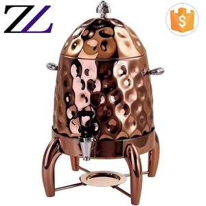 Arabic style coffee warmer chocolate milk dispenser machine copper stainless steel hammered commercial hot chocolate dispenser