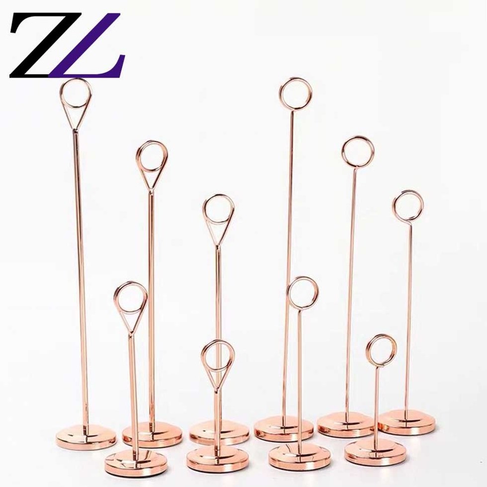 Catering u shape stainless name tag holders cafeteria buffet wares utensil table-numbers stand holder gold table number stand