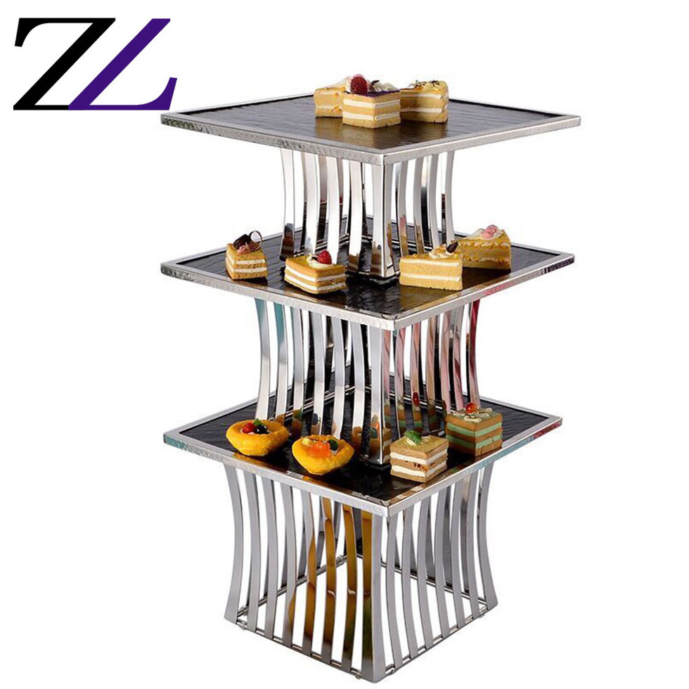 Pyramid tower wedding buffet reposteria catering hammered stainless steel buffet dessert rack shelf stand food display