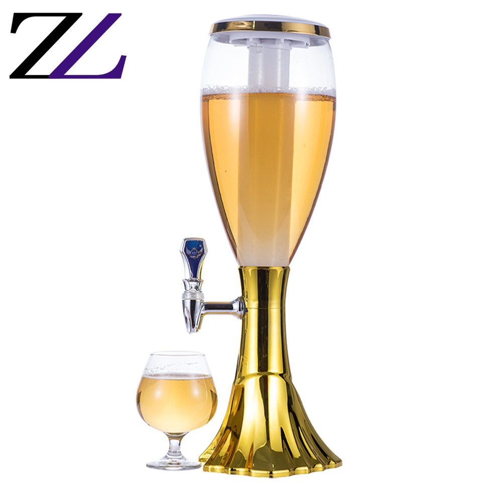 1.5/3L acrylic wedding bar party beer tower with lights faucet champagne wine drink beverage dispenser draft cold beer tower