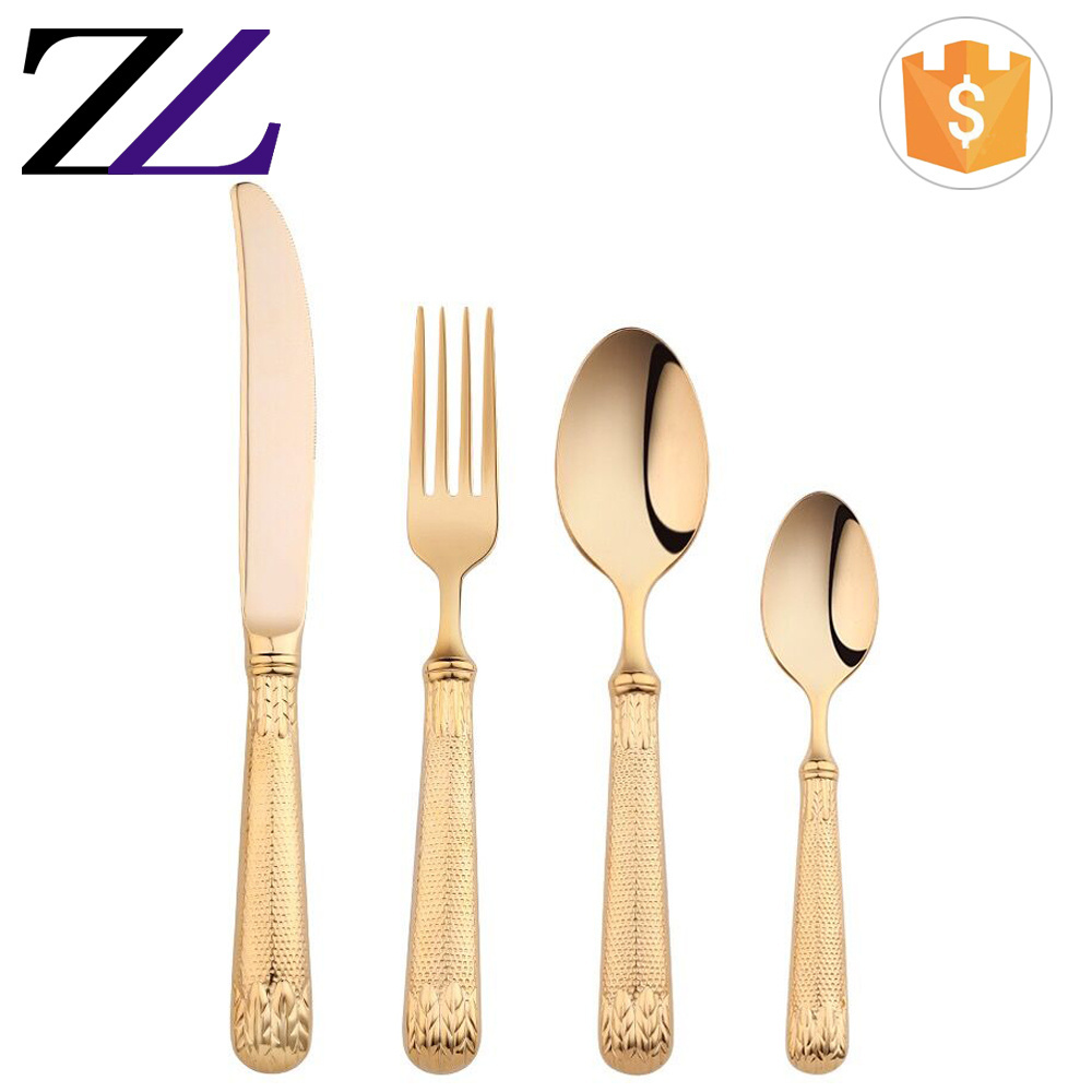 Outdoor catering equipment 18/10 stainless steel sterling italian cutipol bulk gold plated flatware wholesale