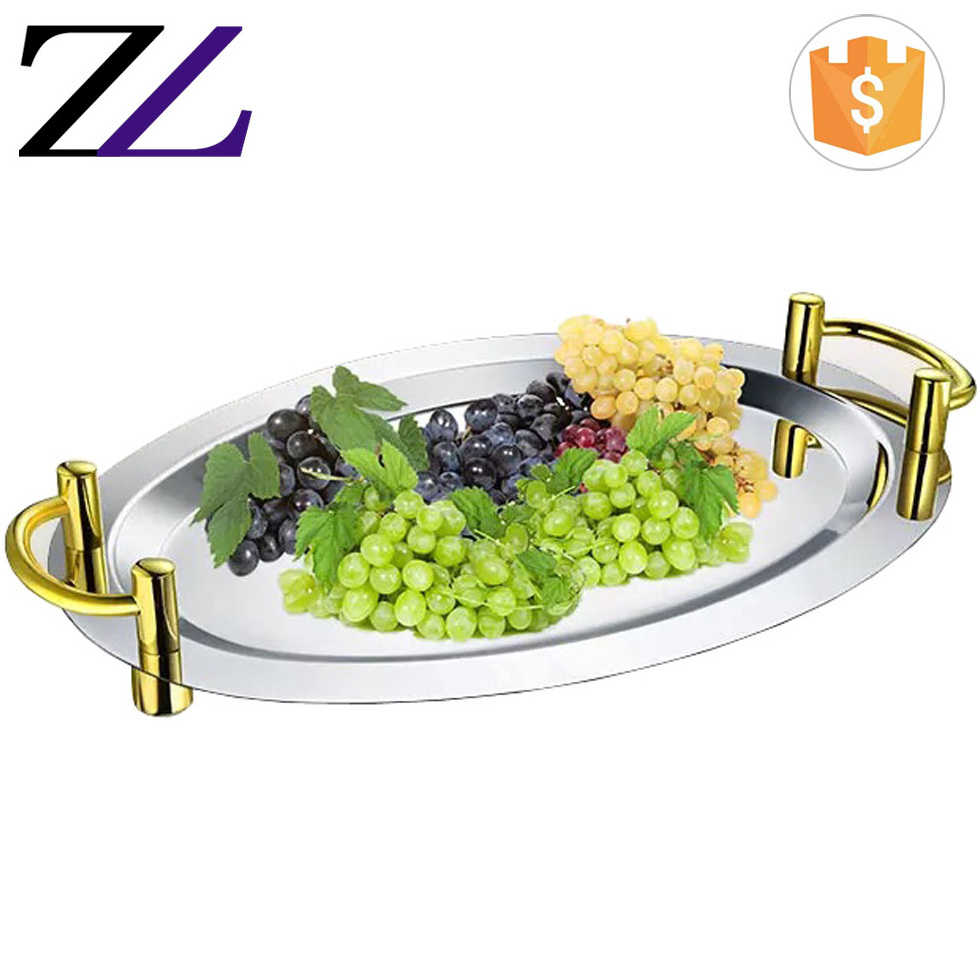 Mirror hotel used catering buffet equipment server and warmer fruit dessert serving display stainless steel cafeteria food tray