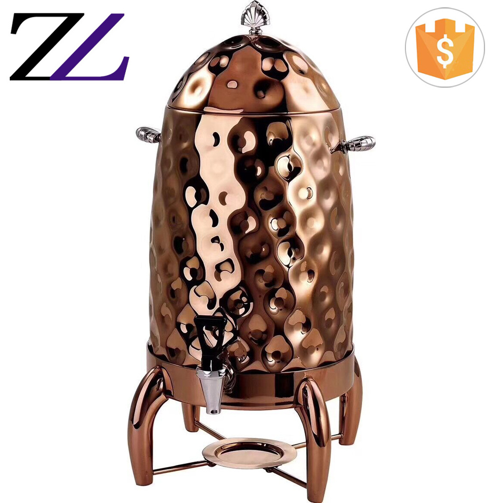 Arabic style coffee warmer chocolate milk dispenser machine copper stainless steel hammered commercial hot chocolate dispenser