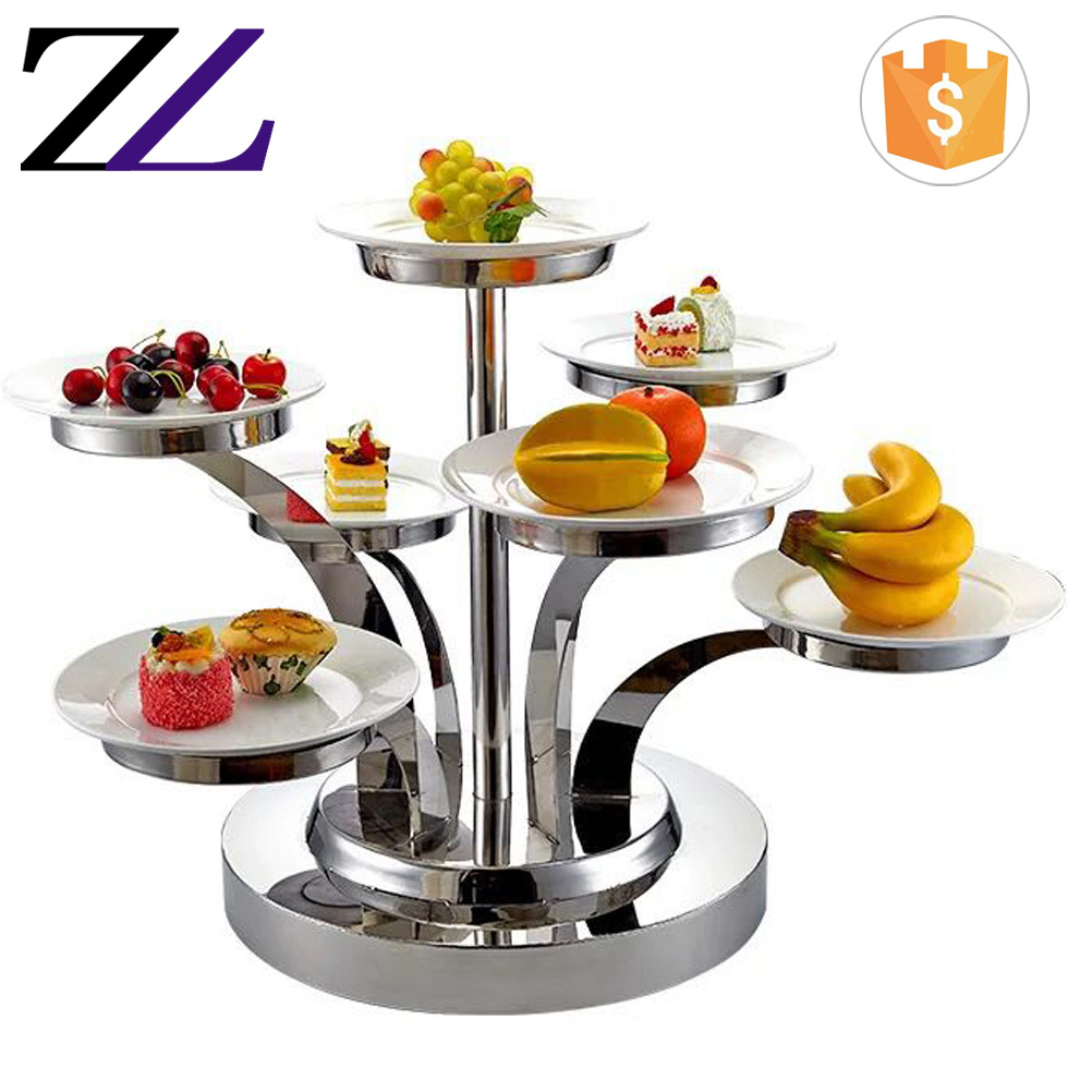 Wedding banquet metal stainless steel revoloing multilevel electric turntable revolving cupcake luxury rotating cake stand party