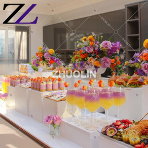 Table wedding hollow bottoms party square white box catering cocktail wine drink cube display riser for acrylique buffet stand