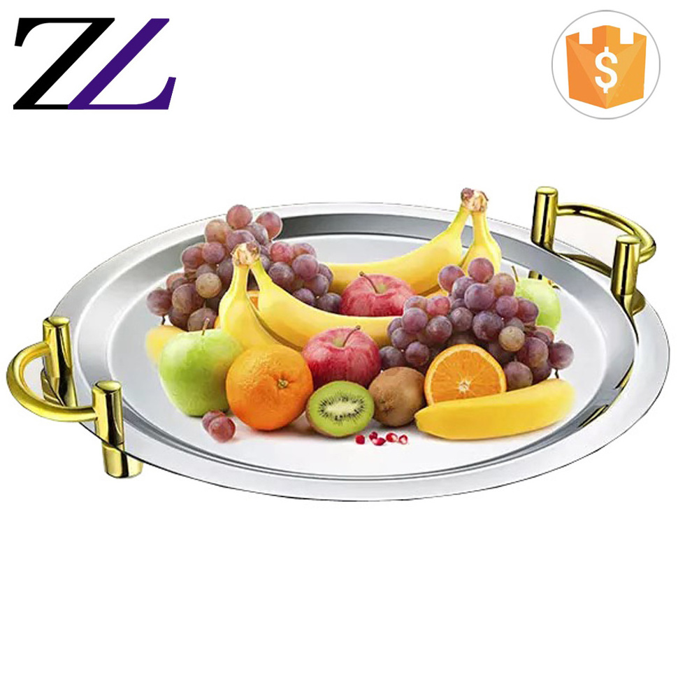 Mirror hotel used catering buffet equipment server and warmer fruit dessert serving display stainless steel cafeteria food tray