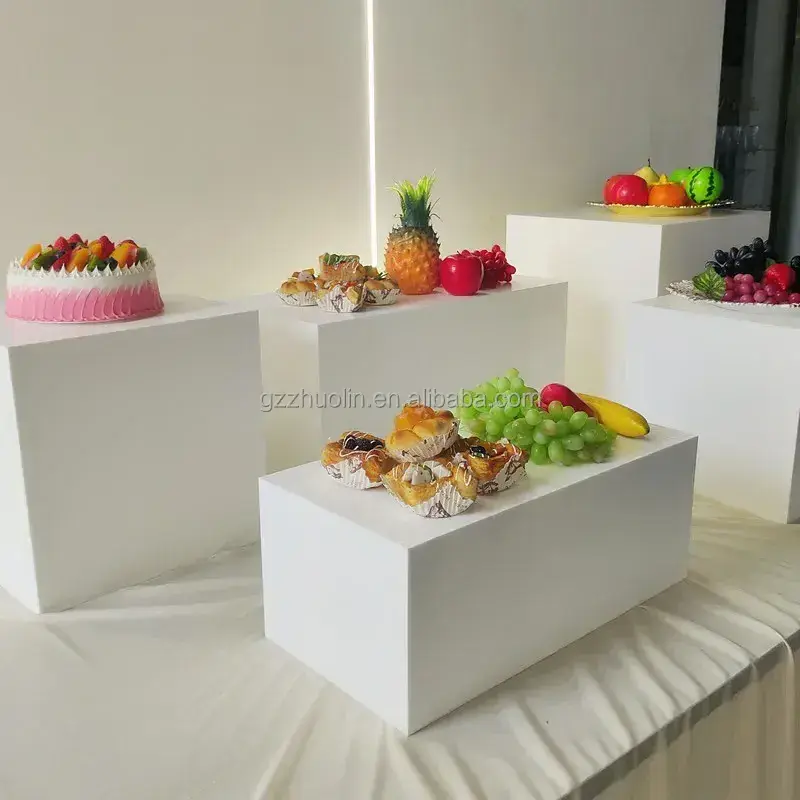 Table wedding hollow bottoms party square white box catering cocktail wine drink cube display riser for acrylique buffet stand