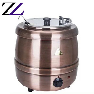 Large 10L catering stainless steel commercial keep soup tureen food warm hot pot warmer electric heating copper buffet soup pot