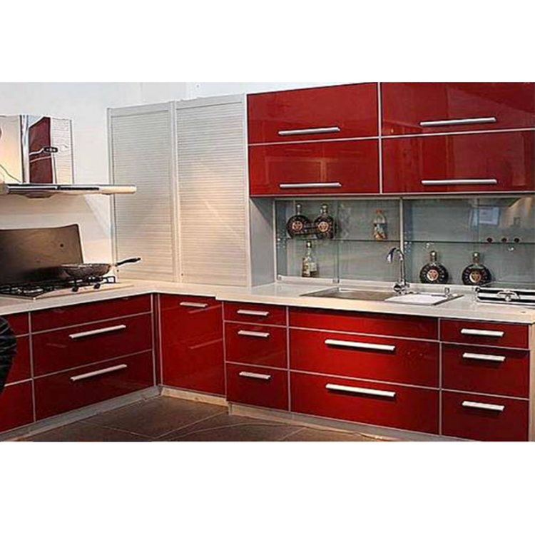 Zhihua Red color aluminium kitchen cabinet design for sale modern pantry cupboards