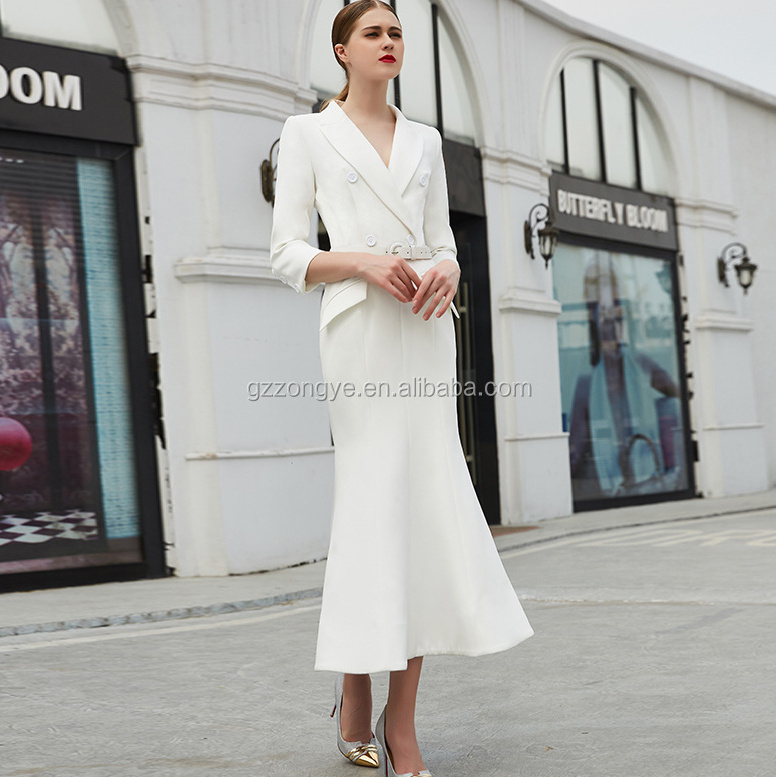 Latest Women Formal Blazers Style Long Sleeve Evening Dress