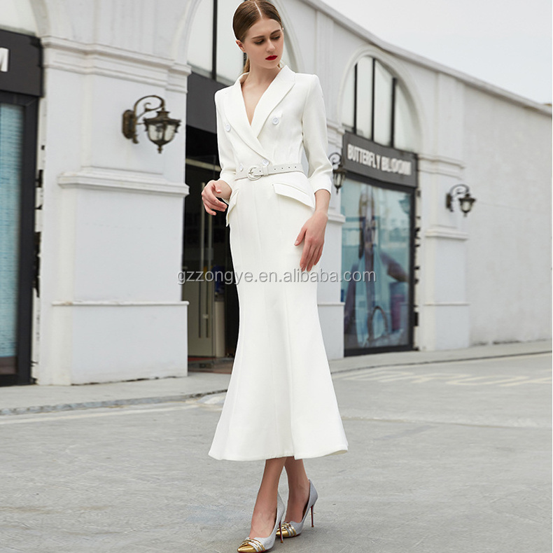 Latest Women Formal Blazers Style Long Sleeve Evening Dress