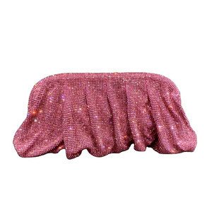 New Product Ideas Sparkling Diamond Cloud Clutch Bag Rhinestone Pleated Evening Purse for Weddings Parties Daily Use with Chain