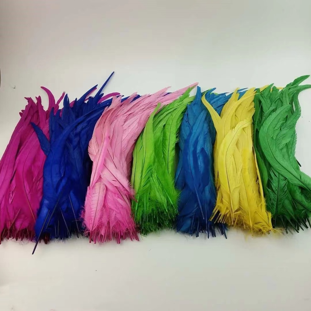 ZSY Factory Wholesale Selected 40-45 cm Bleached Dyed Rooster Tail Feathers for Carnival Costume and Samba Dance