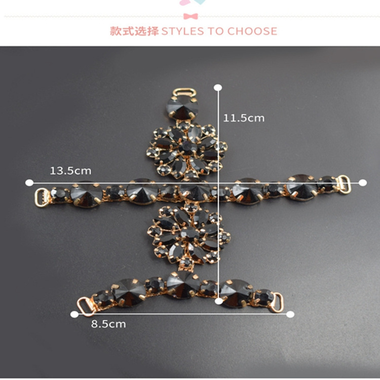 ZSY Wholesale Colorful Acrylic Crystal Rhinestone Shoe Chain For Crystal V-shaped Flip Flops Slippers Shoe Chain Buckles