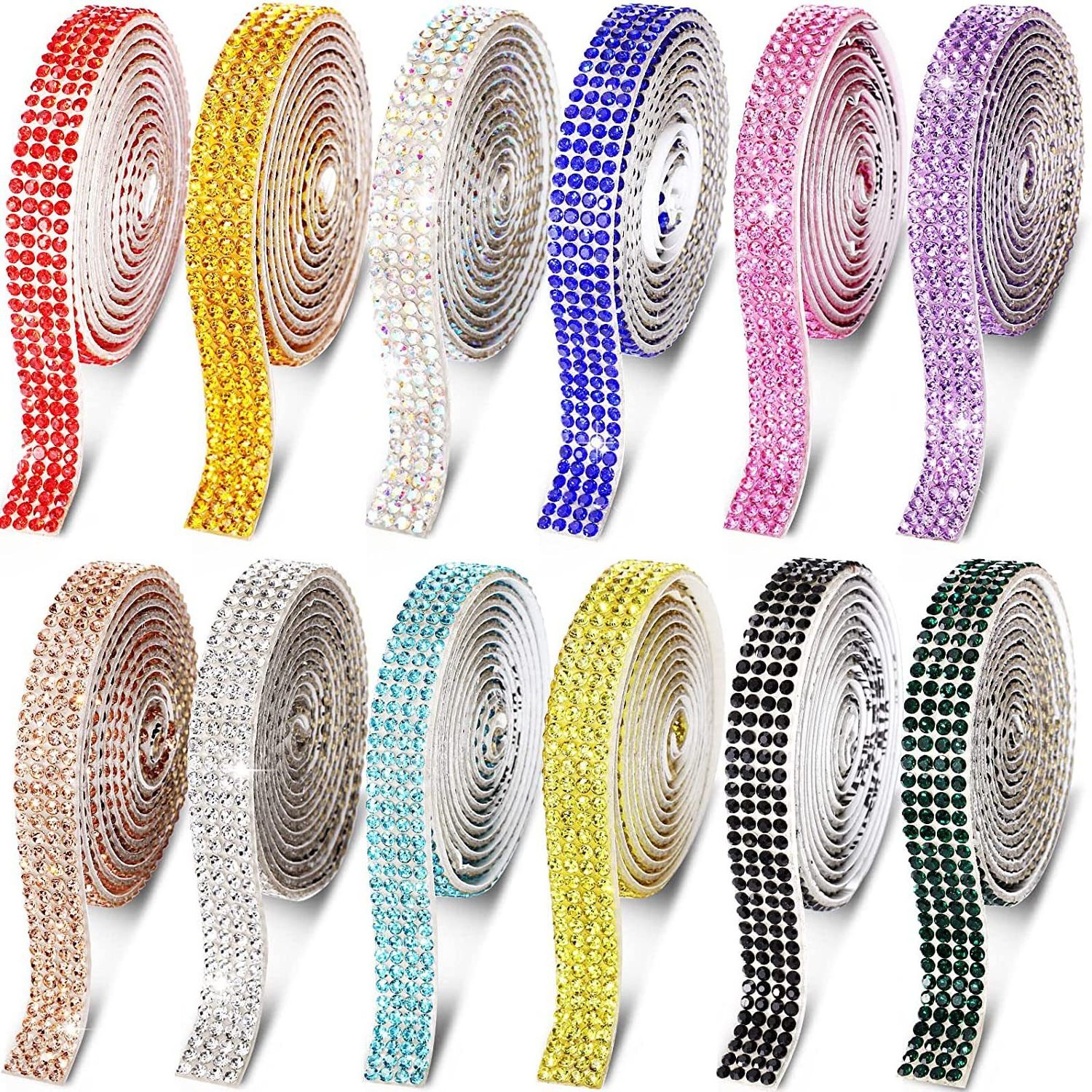 ZSY Rhinestone Ribbons Gold Silver Self Adhesive Rhinestone Sheets Bling Crystal Diamond Roll Wrap Glittering Sticker for Car Pa