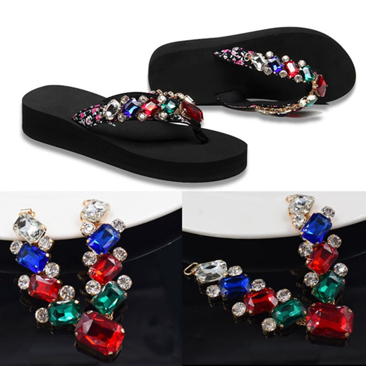 ZSY Wholesale Colorful Acrylic Crystal Rhinestone Shoe Chain For Crystal V-shaped Flip Flops Slippers Shoe Chain Buckles