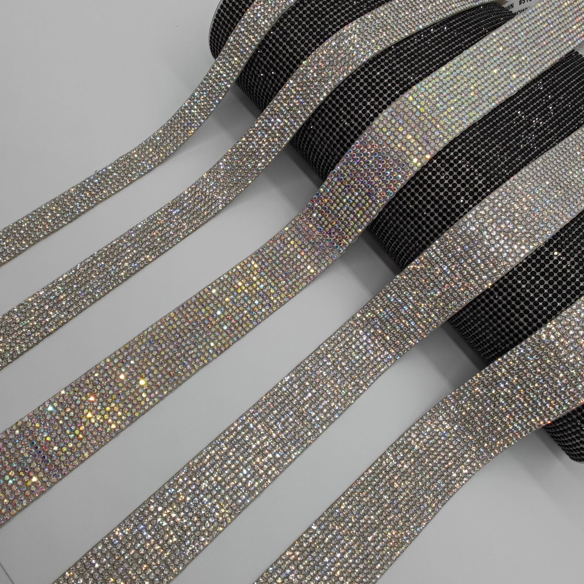 ZSY Rhinestone Ribbons Gold Silver Self Adhesive Rhinestone Sheets Bling Crystal Diamond Roll Wrap Glittering Sticker for Car Pa