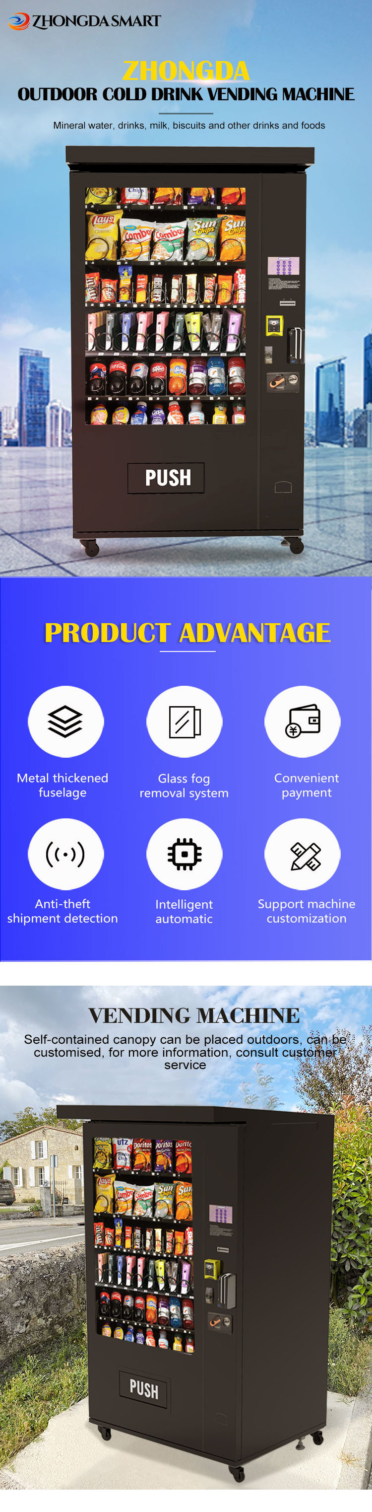 Germany outdoor drink snack Vending Machine Commercial Automatic outdoor Vending Machine with Euro coin operated