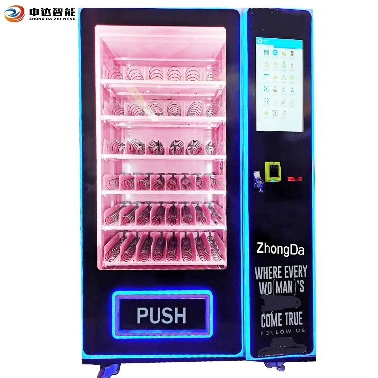 Top sale cosmetics design pink lash vending machine with card reader and large  hair beauty vending machine for retail items