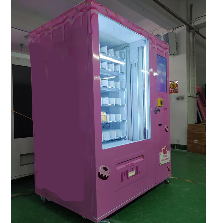 Large Capacity Refrigerated Lift Cup Cake Vending Machine For Cupcakes Salads Sushi Doughnuts