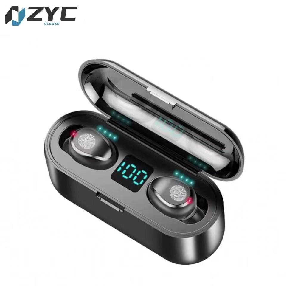 2023 F9 Tws BT5.3 True Wireless Headphones Headset  Noise Reduction Earphone Earbuds Lcd Digital Electric Quantity Waterproof