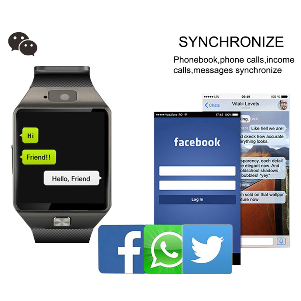 2022 Wholesale Mobile Watch Phones Camera Sim Video Call Wifi Touch Screen Reloj Smartwatch Dz09 Smart Watch