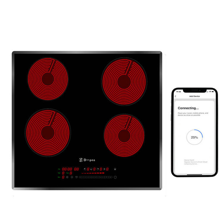 wifi Smart Tuya App Factory Directly Offer 220V Four Burners Electric Hob ceramic hob For Counter Top home kitchen