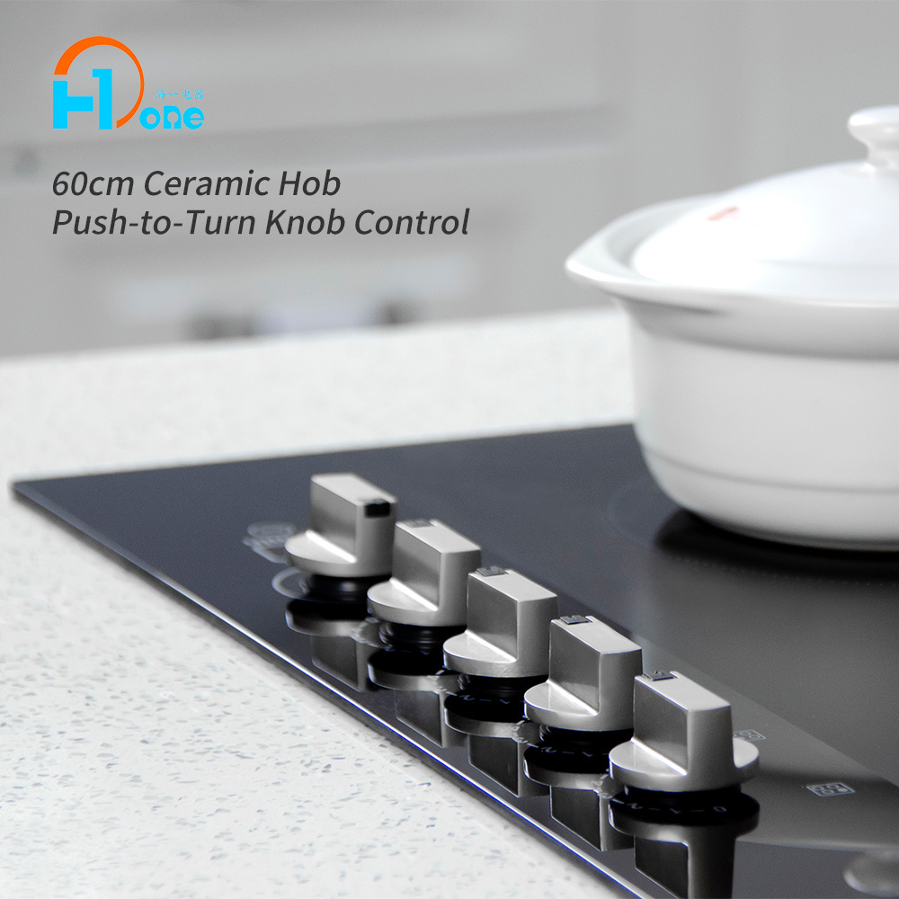 60cm Ceramic Hobs with Knobs Four Cooking Zones Easily Control Temperature Through the Side-mounted Control Dials