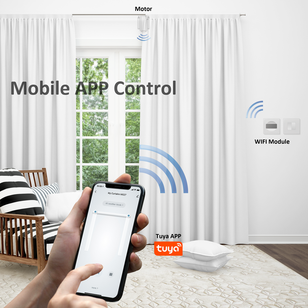 Easiest Motorized Curtain System Wireless Remote Control Smart Universal Motorized Tuya Smart Curtain Robot