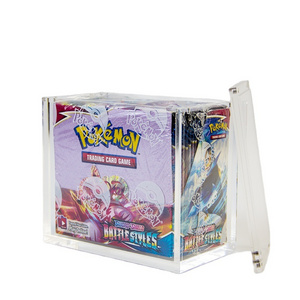 Wholesale acrylic pokemoned cards booster box 1st edition card game display case with magnetic lid